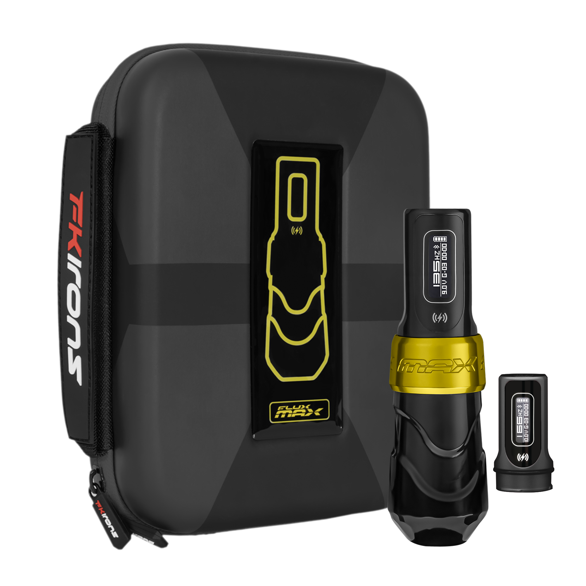 Flux Max Gold w/ 2 PowerBolts II - FK Irons - Precision Tattoo Machines