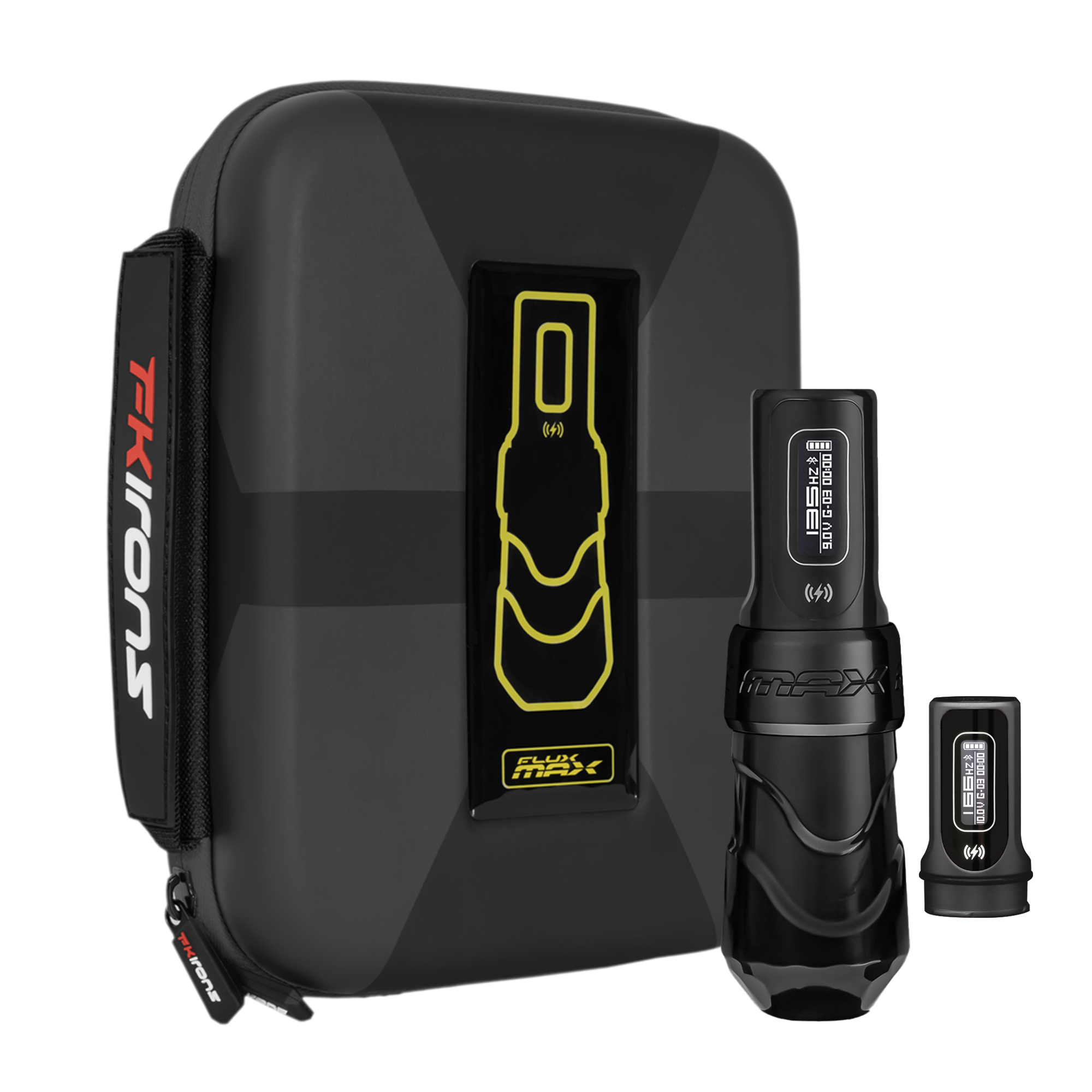 Flux Max Stealth w/ 2 PowerBolts II - FK Irons - Precision Tattoo Machines