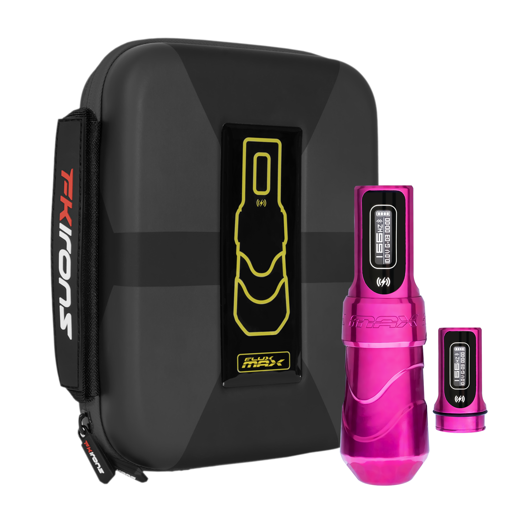 Flux Max Bubblegum w/ 2 PowerBolts II - FK Irons - Precision Tattoo Machines