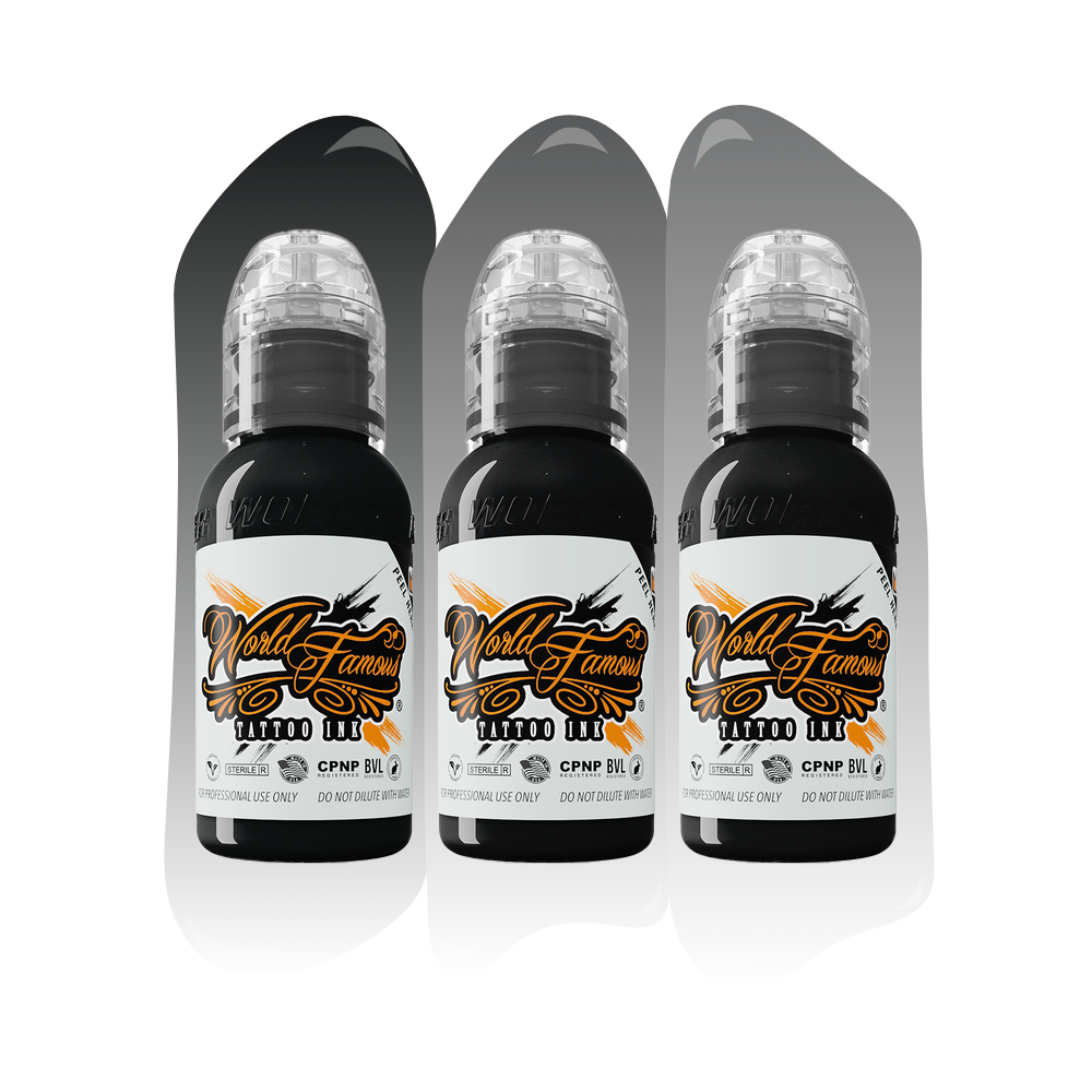 3 Bottle Greywash Set — World Famous Tattoo Ink — Pick Size